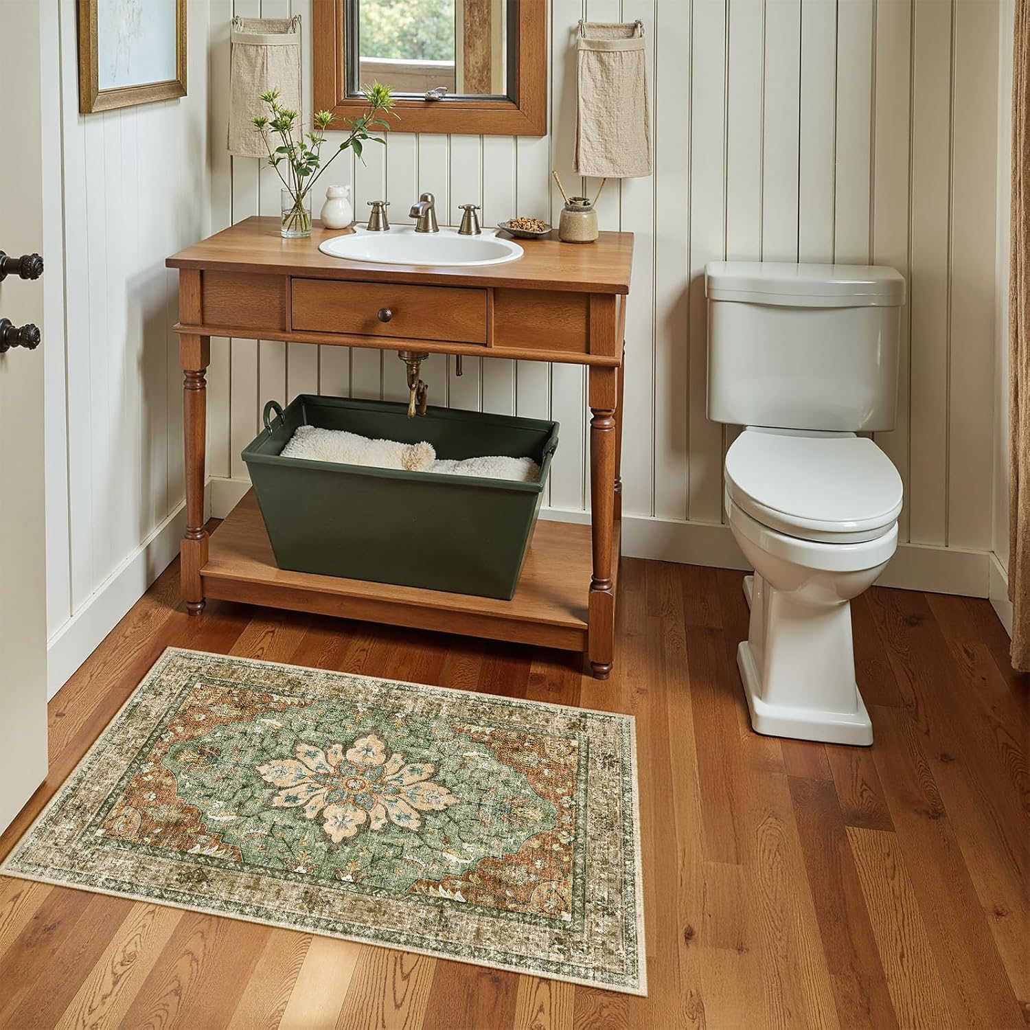 Detalle 2 de RELEANY 2 x 3 ft washable vintage medallion rug