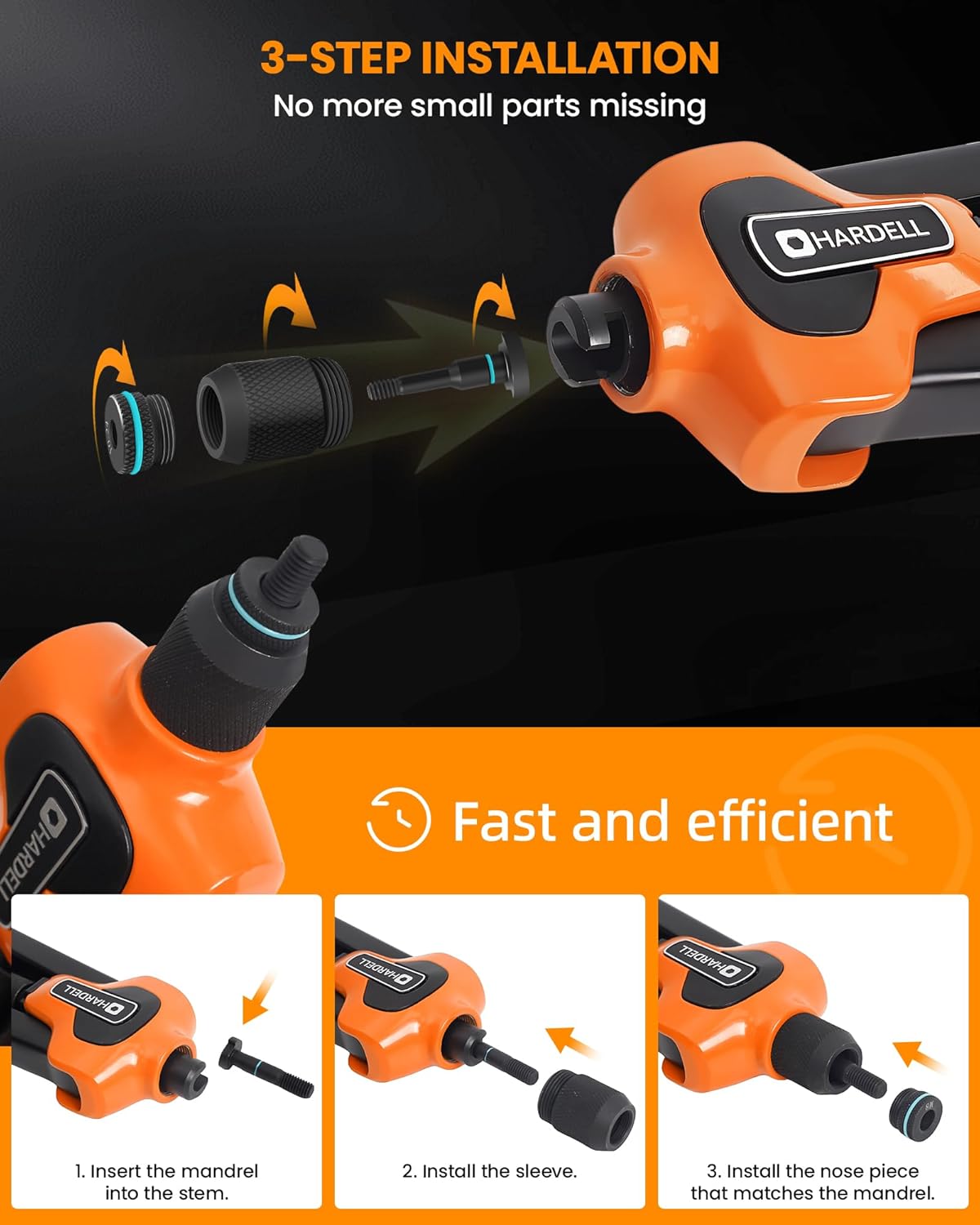 Thumbnail 3 de HARDELL Rivet Nut Tool Kit 16-inch, 110pc set 🛠️