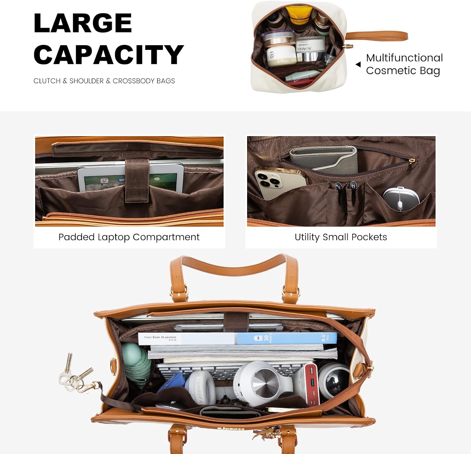Thumbnail 3 de LOVEVOOK Laptop Tote Bag 15.6 inch Beige