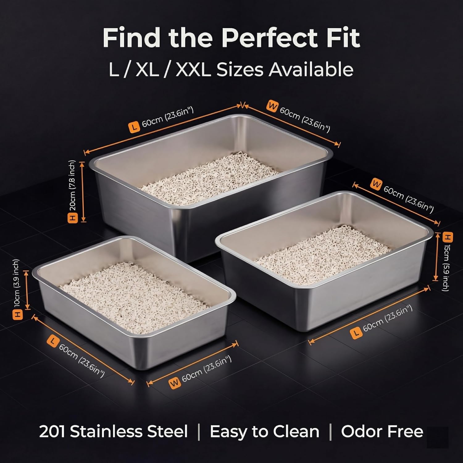 Thumbnail 6 de Suhaco Stainless Steel Litter Box 60x40cm