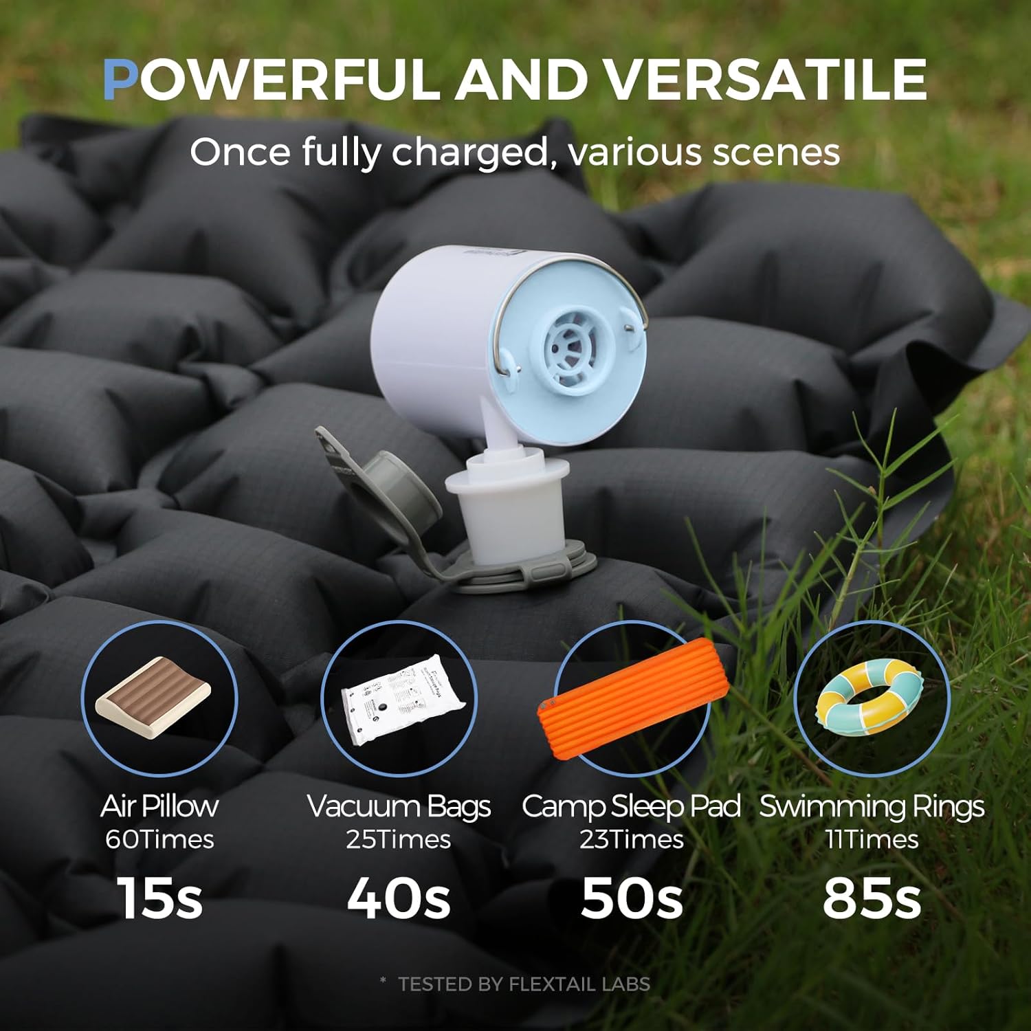 Thumbnail 2 de FLEXTAILGEAR Portable Air Pump for Inflatables (2.82 oz) – Rechargeable Electric Tiny Pump for Camping Gear