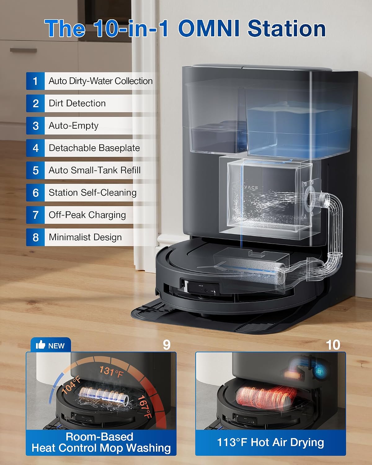 Detalle 2 de ECOVACS DEEBOT T80 Omni 18,000Pa Robot Vacuum