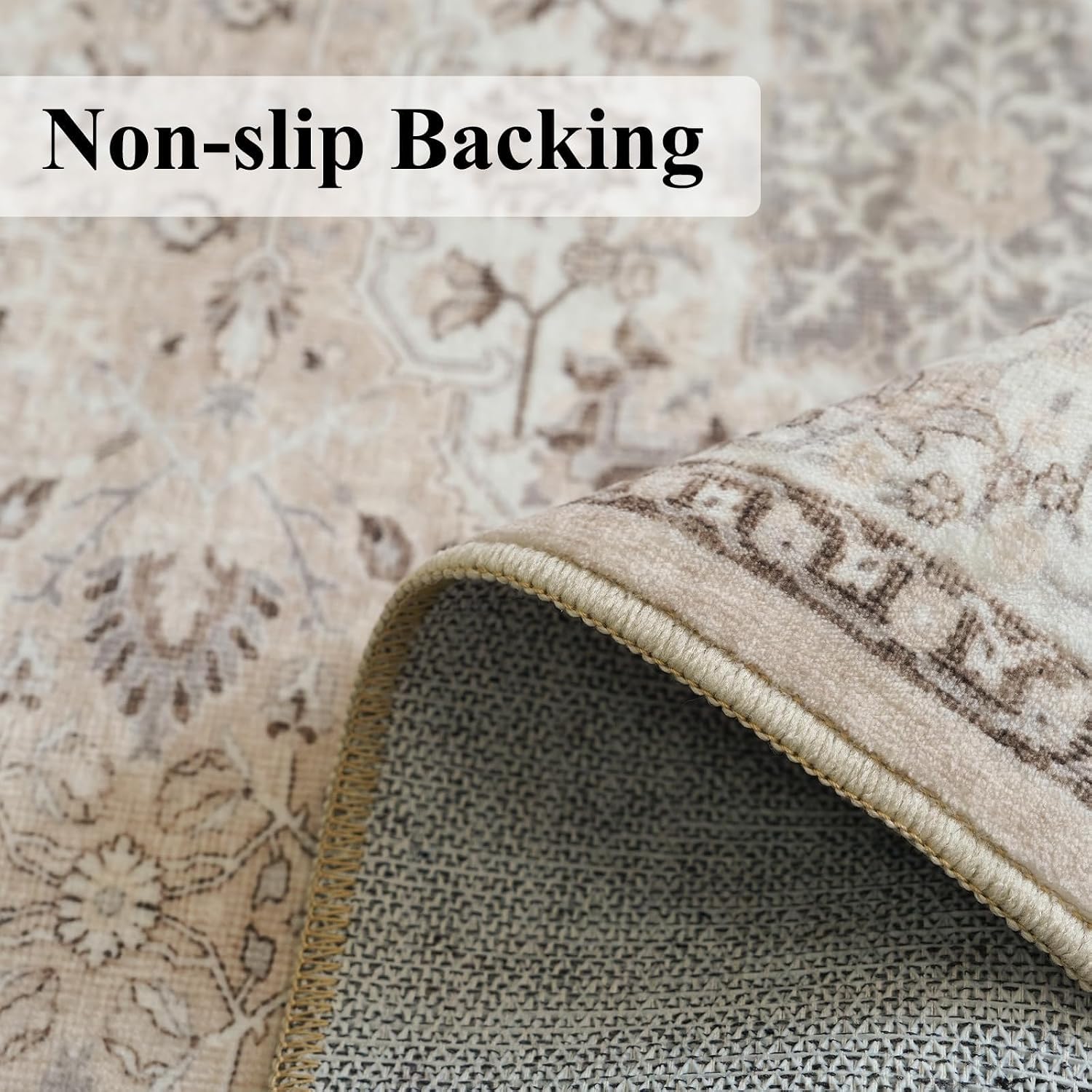Thumbnail 2 de 3x4 Washable Kitchen Rug, Non‑Slip Beige 🏠