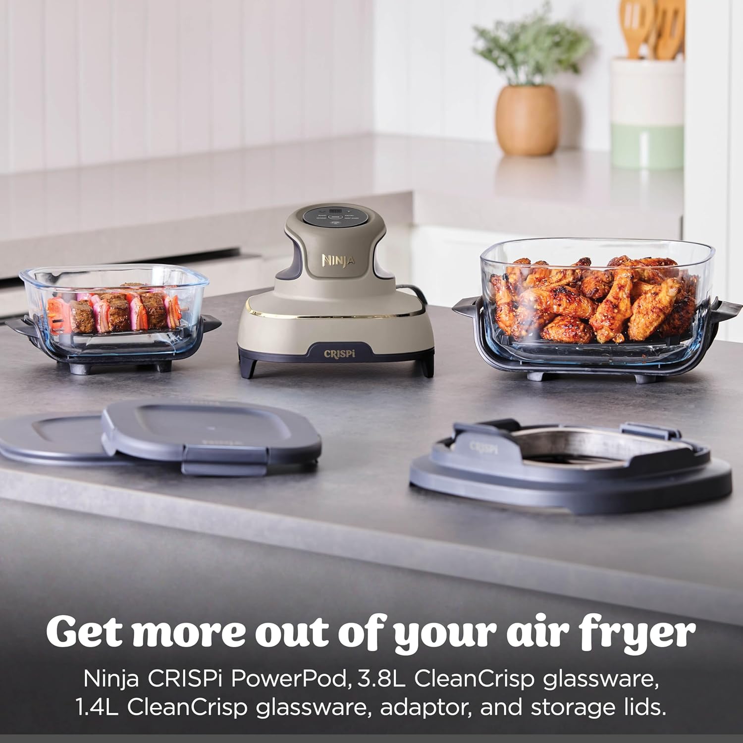 Detalle de Ninja CRISPi Portable Air Fryer 3.8L (FN101UKSTGD): 4-in-1, Stone Gold