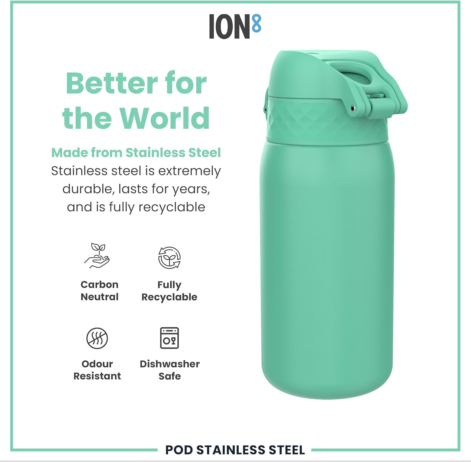 Detalle de ION8 Lightweight Steel Kids Water Bottle 400ml/13oz