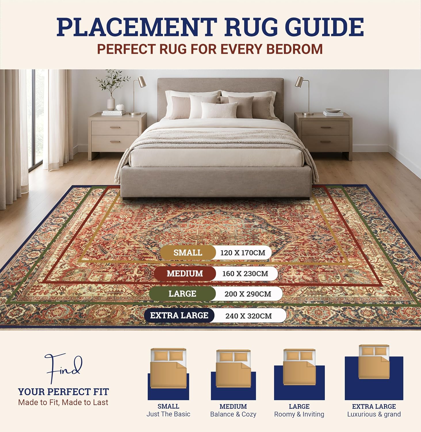 Thumbnail 5 de Aspire Homeware Rugs 240x320 cm: Traditional Cashmere-Style, Extra Large, Easy-Clean & Anti-Slip