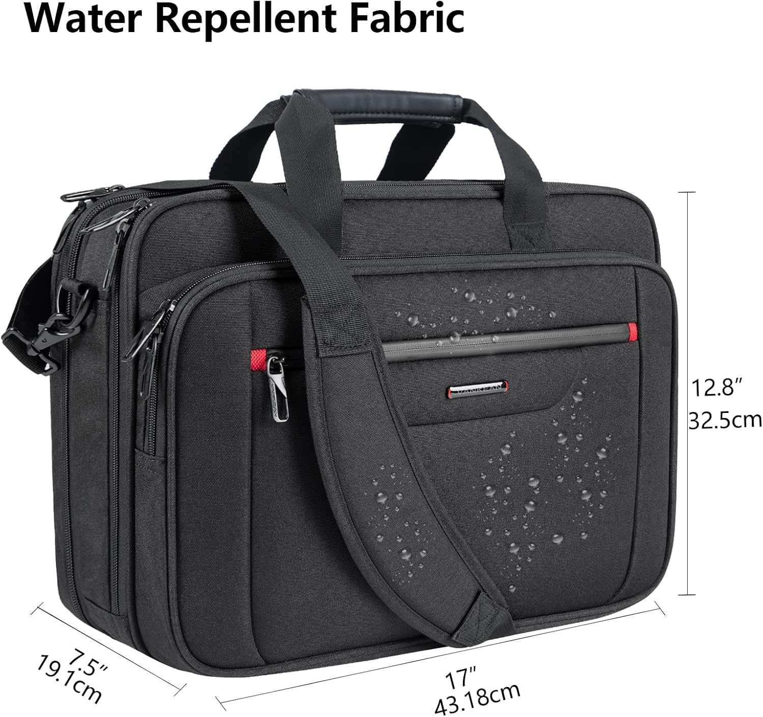 Detalle de VANKEAN Laptop Bag Premium Briefcase – 17,3 Zoll, wasserdicht, expandierbar
