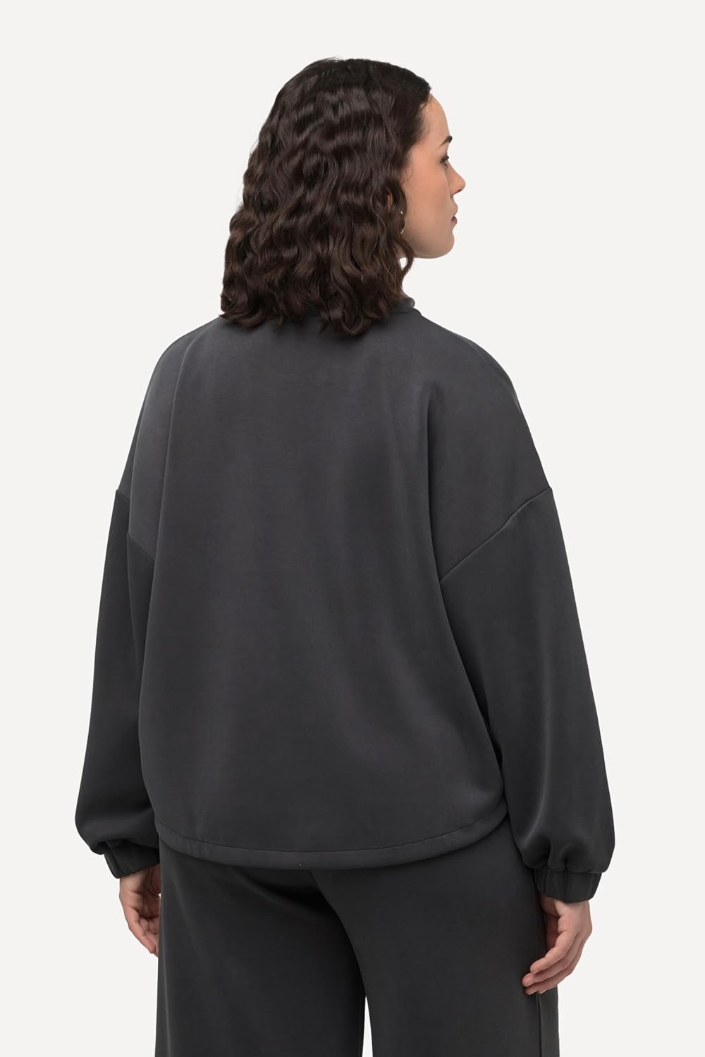 Detalle de Ulla Popken Felpa dal Taglio Oversize con Collo Alto e Maniche Lunghe 820347
