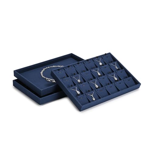 Detalle de Oirlv Bandeja organizadora de joyería de microfibra azul (12 cuadrículas)