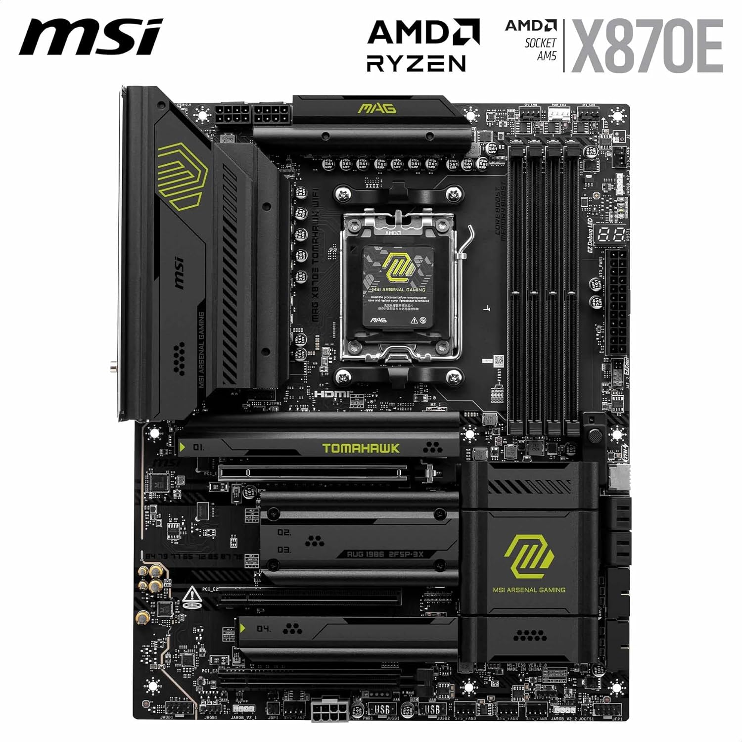 Thumbnail 1 de MSI MAG X870E TOMAHAWK WIFI (ATX) AM5 motherboard with Wi‑Fi 7 and PCIe 5.0