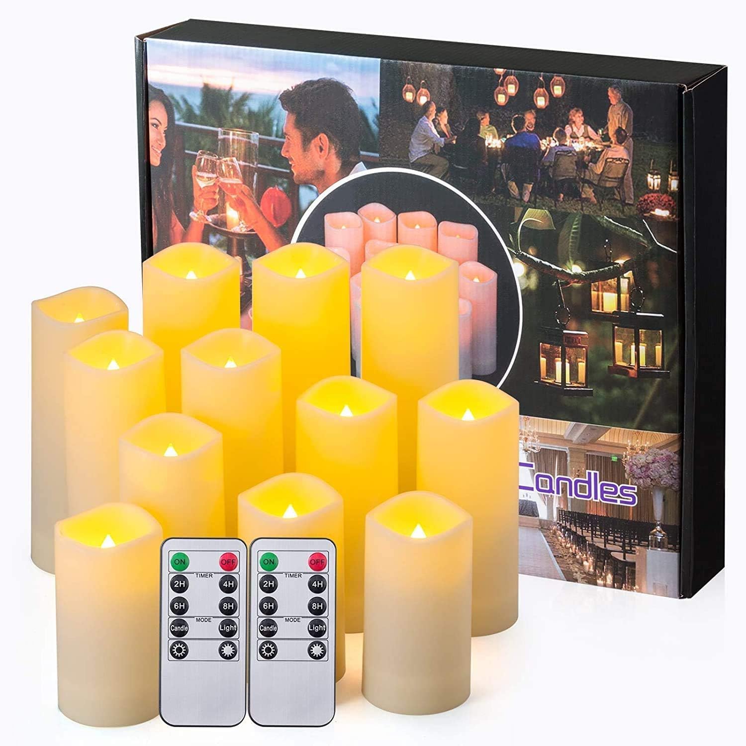 Detalle de CAKETYCG Flameless LED Candles, 12-Pack, Four Heights, Remote Timer