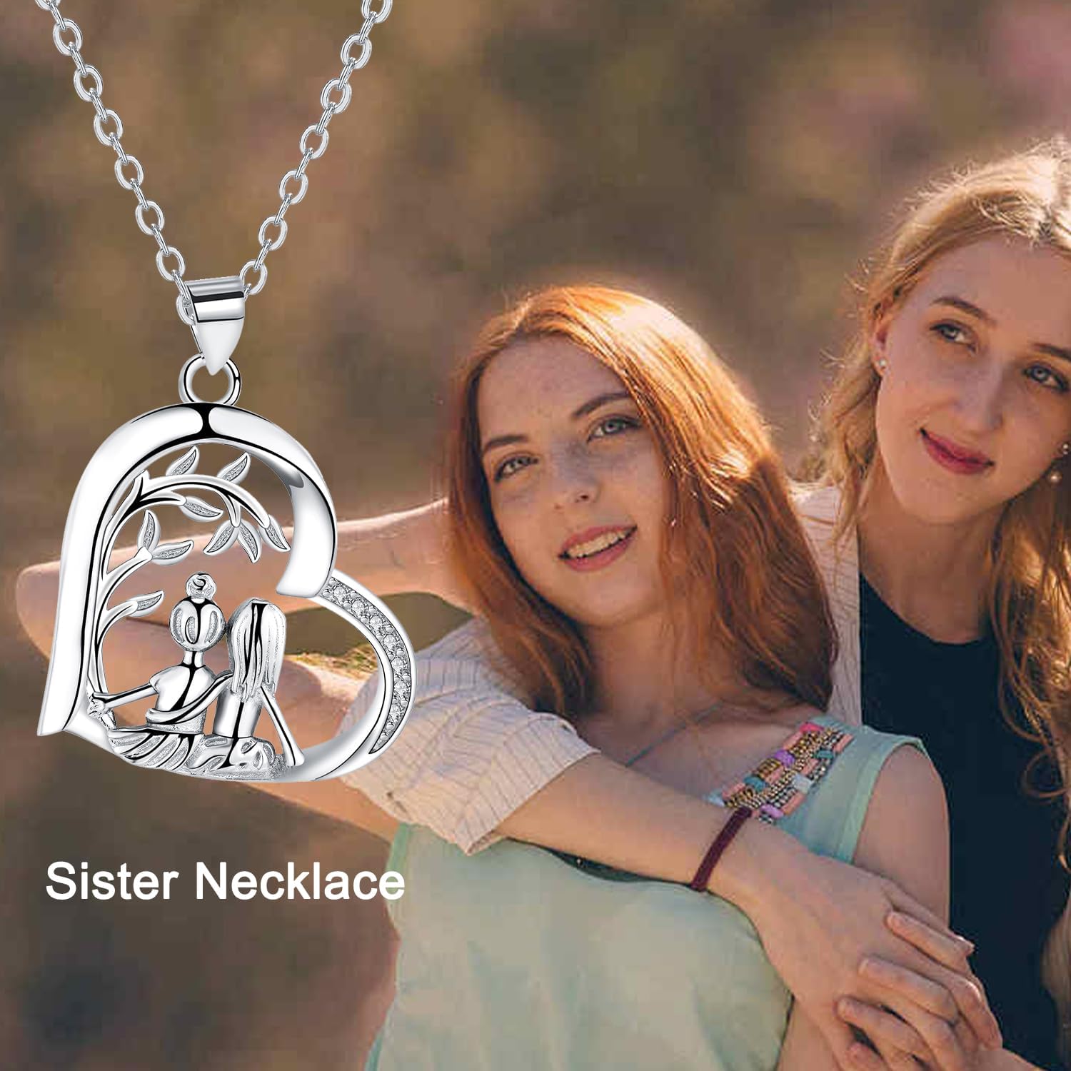 Detalle de Yinsen Collier Mère Argent Sterling 925 – Collier Mère et Fille, Pendentif Cœur