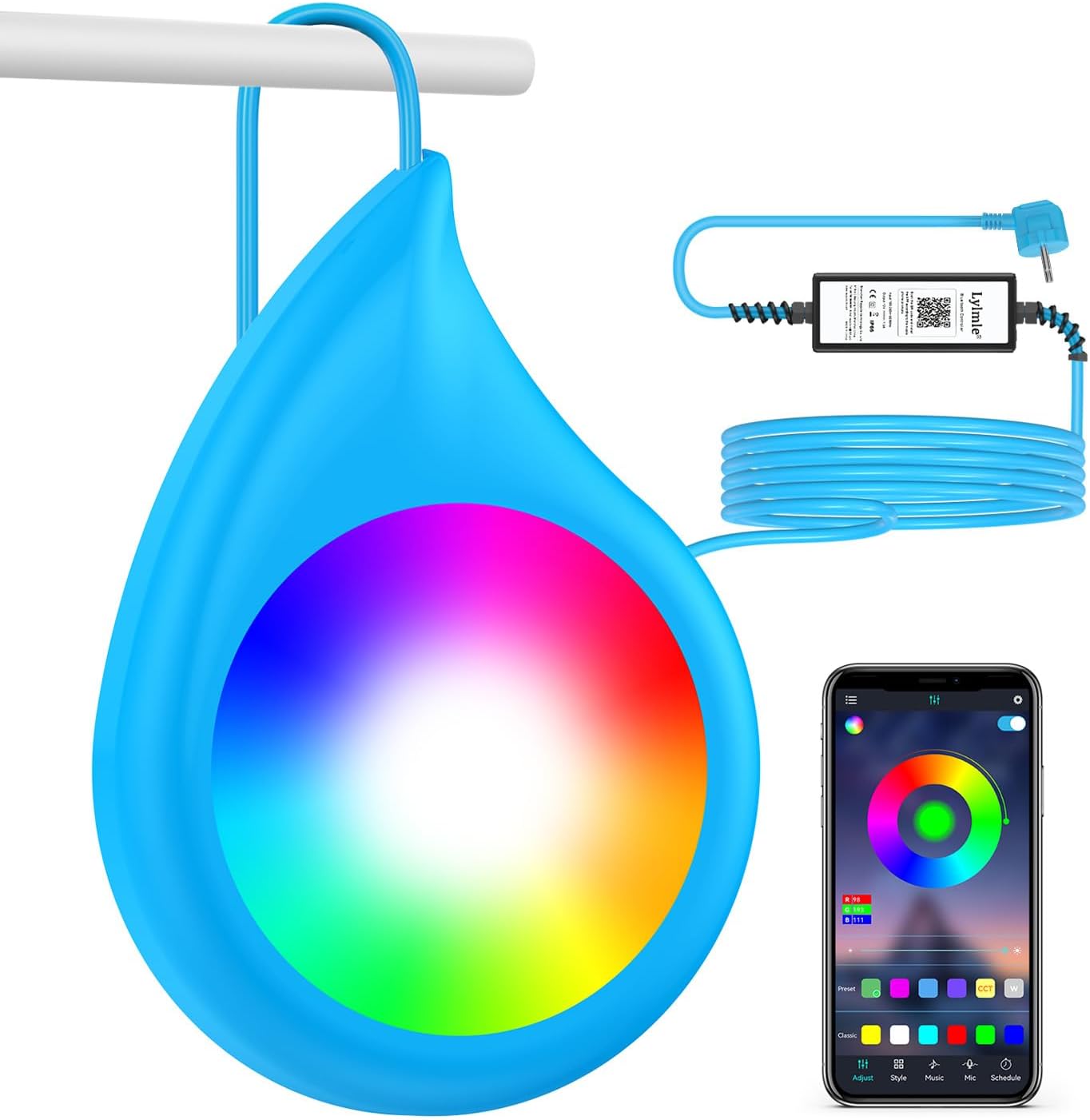Detalle de LyLmLe Luci Piscina LED 20W sommerse RGB a 12V con controllo APP e cavo 8 m (IP68)