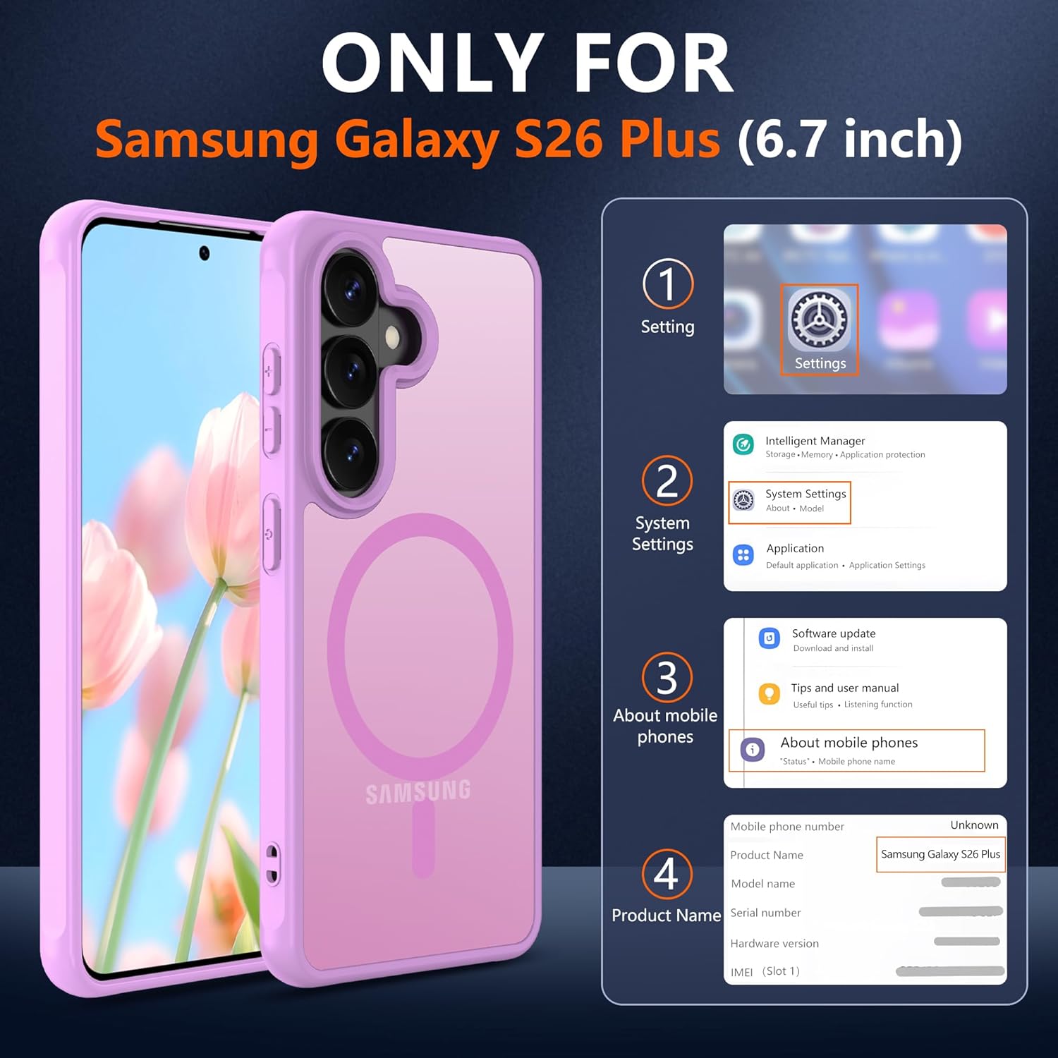 Thumbnail 1 de Pilaru Magnetic for S26 Plus phone case (MagSafe-compatible) with screen protectors – Rouge Pink