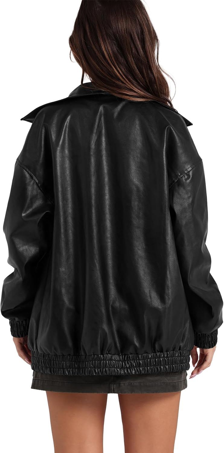 Thumbnail 2 de Sampeel Leather Jacket Women Oversized Motorcycle Bomber