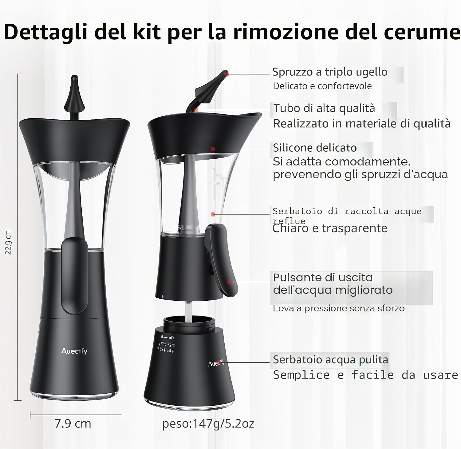 Detalle 2 de Kit per la rimozione del cerume Auectfy: pulizia orecchie sicura e manuale
