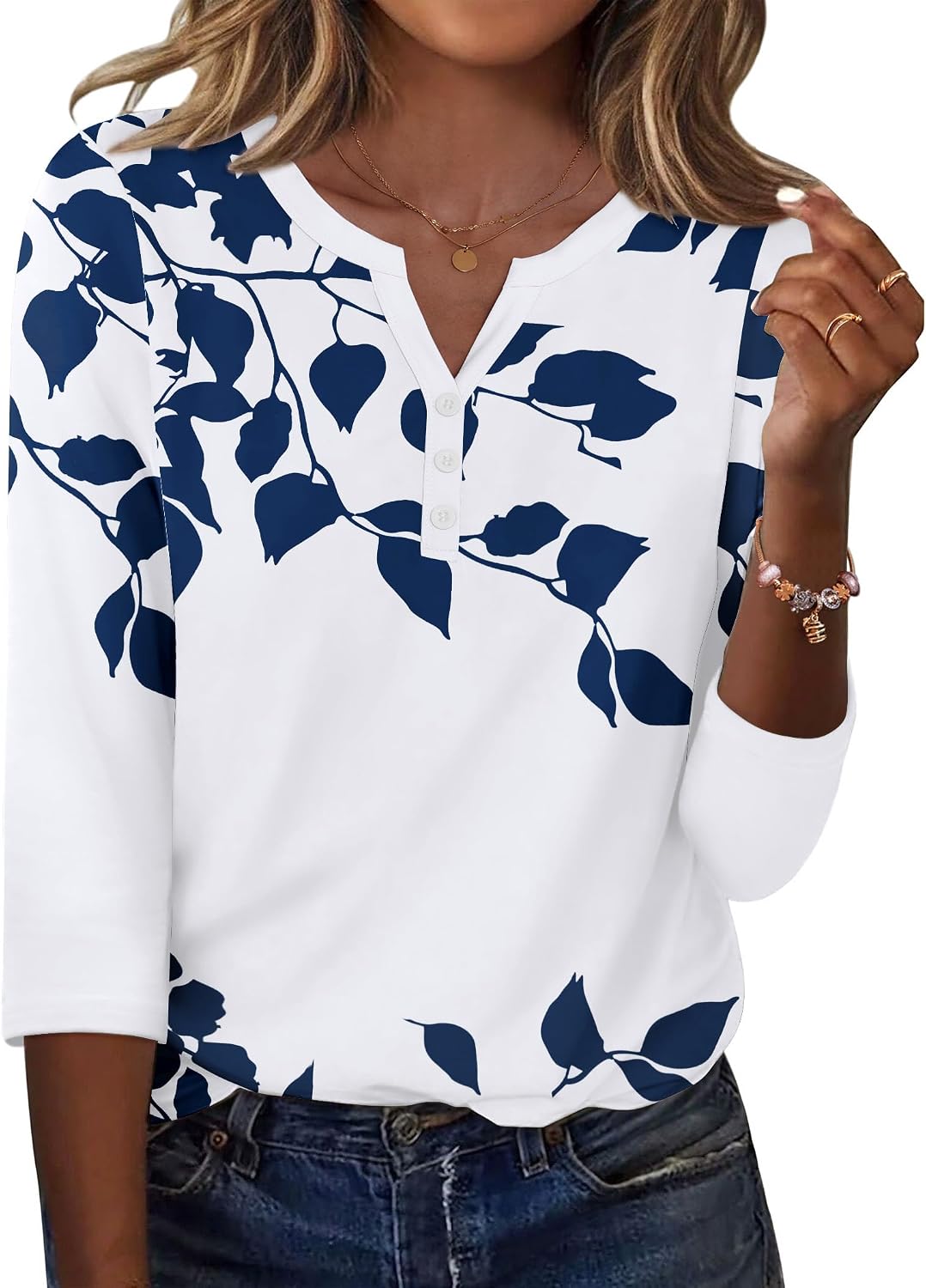 Detalle de Zeagoo 3/4 Sleeve Women's Tops: Casual Dressy Summer Blouses for Work and Beyond