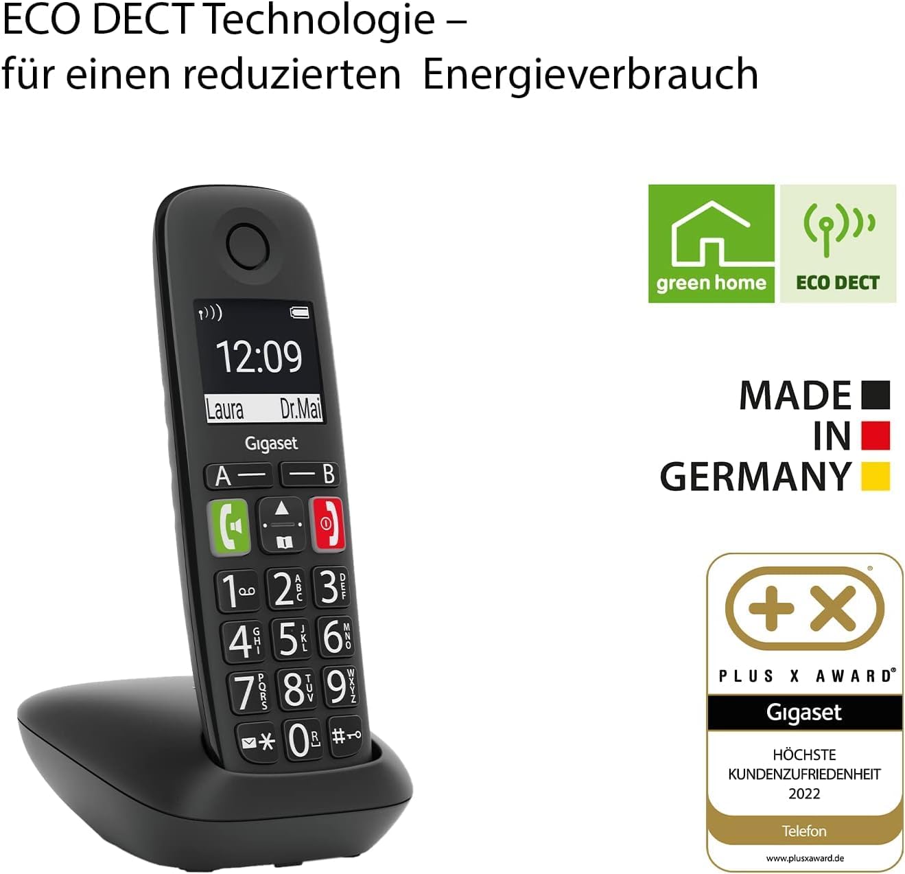 Detalle de Gigaset E290 Duo – Schnurlose Senioren-Telefone mit großen Tasten und Hörverstärkung