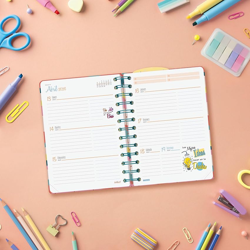 Detalle de Finocam Agenda Talkual 8º Curso 2025–2026 Semana Vista Horizontal 12 meses
