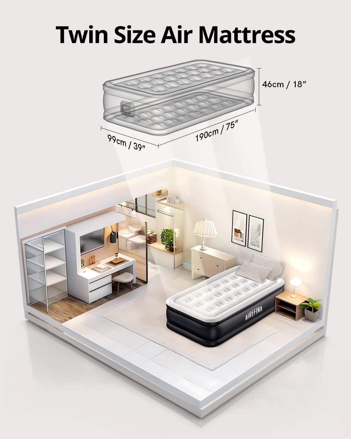 Detalle 2 de Airefina Single Airbed 190×99×46 cm