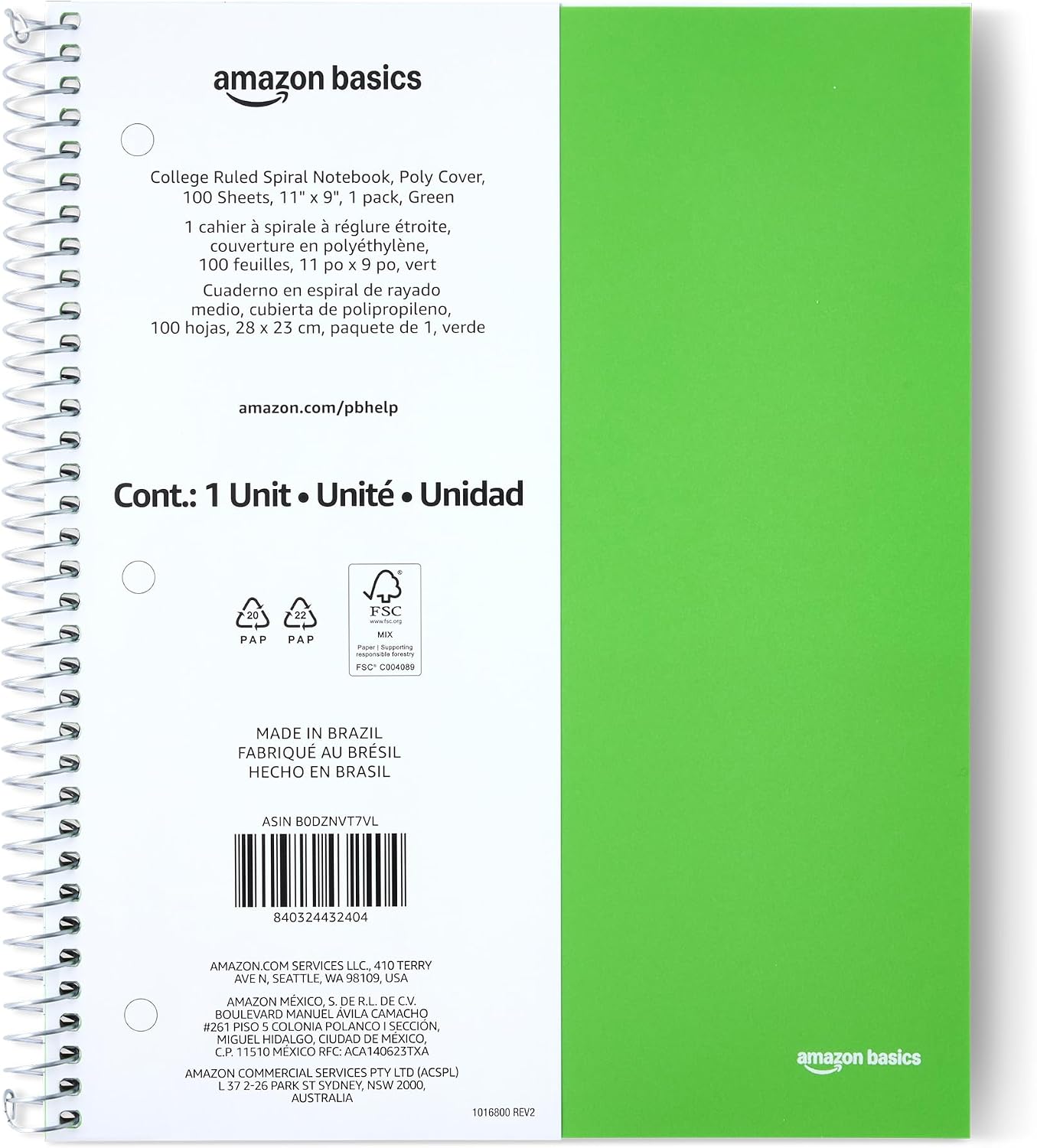 Thumbnail 6 de Amazon Basics Graph Ruled Spiral Notebook (4x4 Grid) – 3 Pack, 9 x 11, Coral, Poly Cover