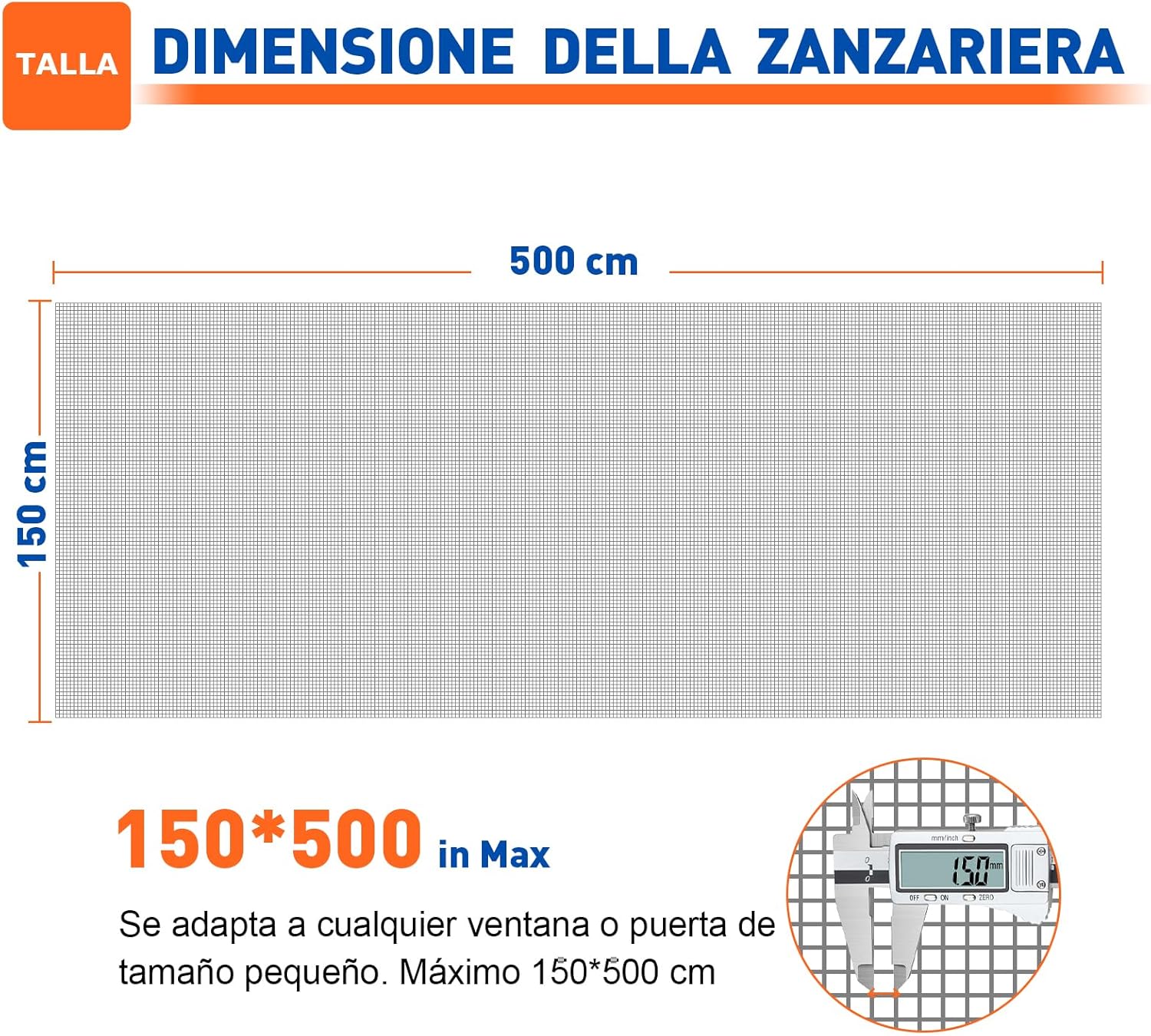 Thumbnail 3 de HOFUDON Zanzariera Porta Finestra 150 x 500 cm in Fibra di Vetro Grigio