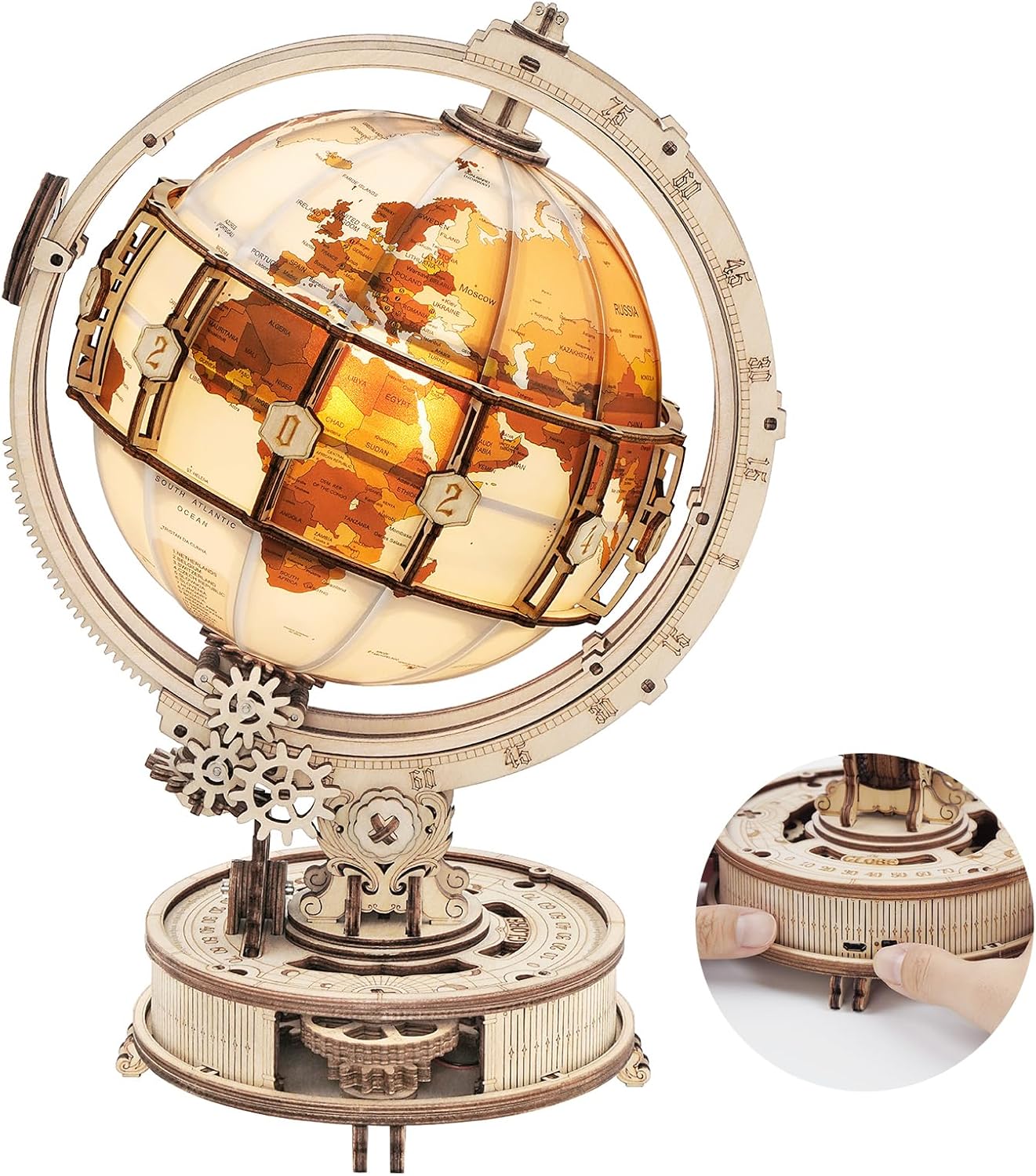 ROBOTIME Puzzle 3D Globo in Legno 180 pezzi