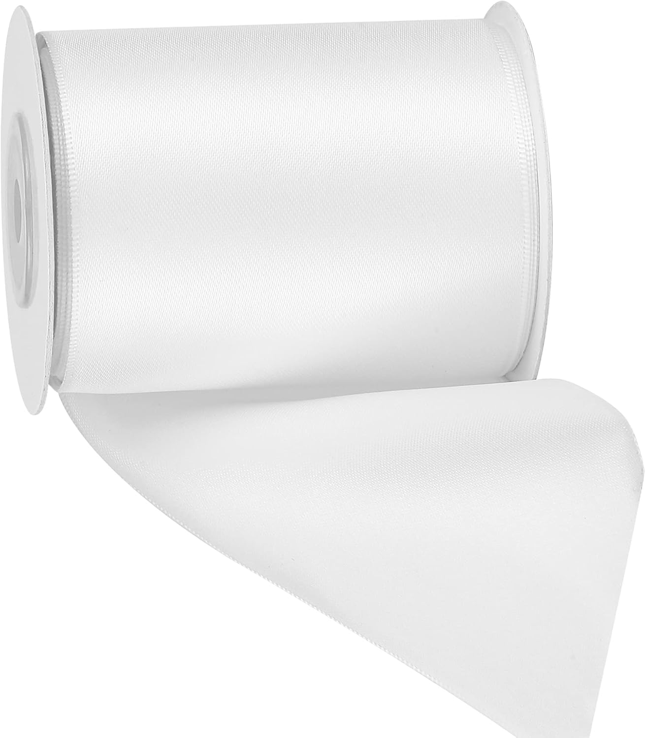 Detalle 2 de LIUYAXI White Double-Faced Satin Ribbon, 3-Inch Wide, 10 Yards