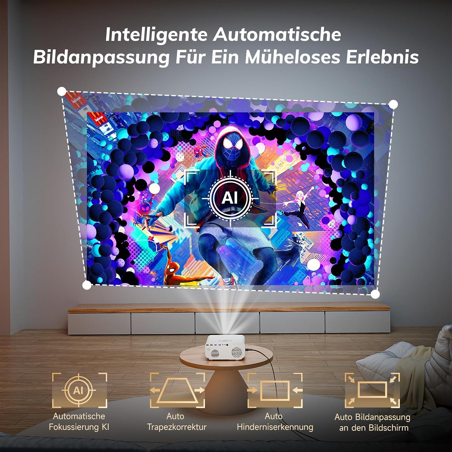 Thumbnail 2 de Beamer 4K mit offizieller App – Autofokus, 6D Trapezkorrektur und 1300 ANSI Lumen für Heimkino