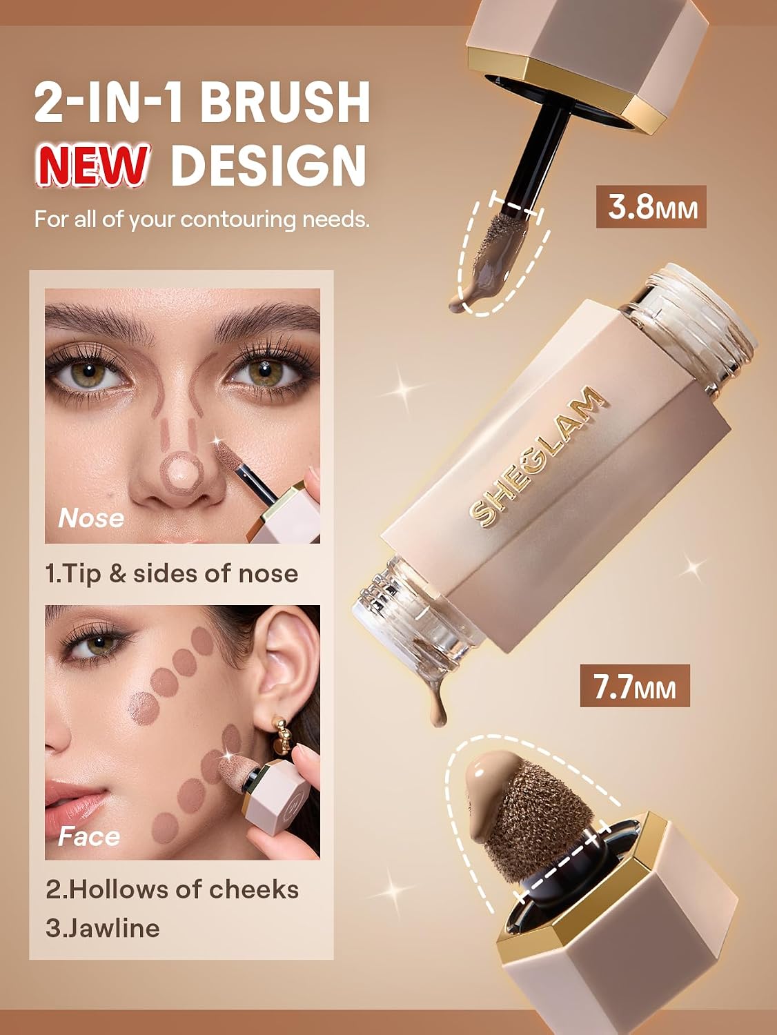 Detalle de SHEGLAM sb25041157552257244 Precision Sculpt Liquid Contour, Dual-Ended Applicator