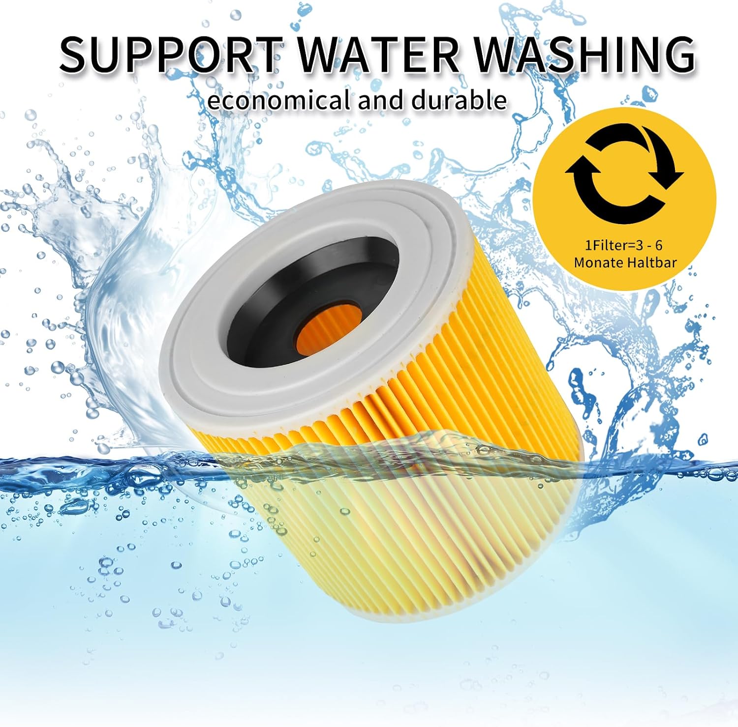 Detalle de Filtre à Cartouche compatible pour aspirateur Kärcher WD et SE