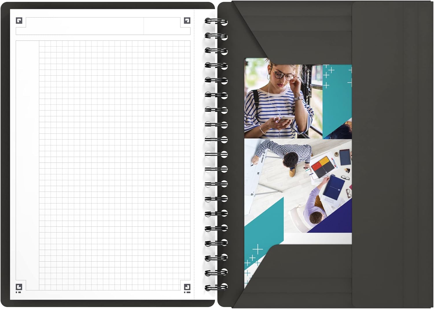 Thumbnail 4 de Oxford Meetingbook International B5 kariert – 160 Seiten mit Gummizugmappe und Einschlagklappen
