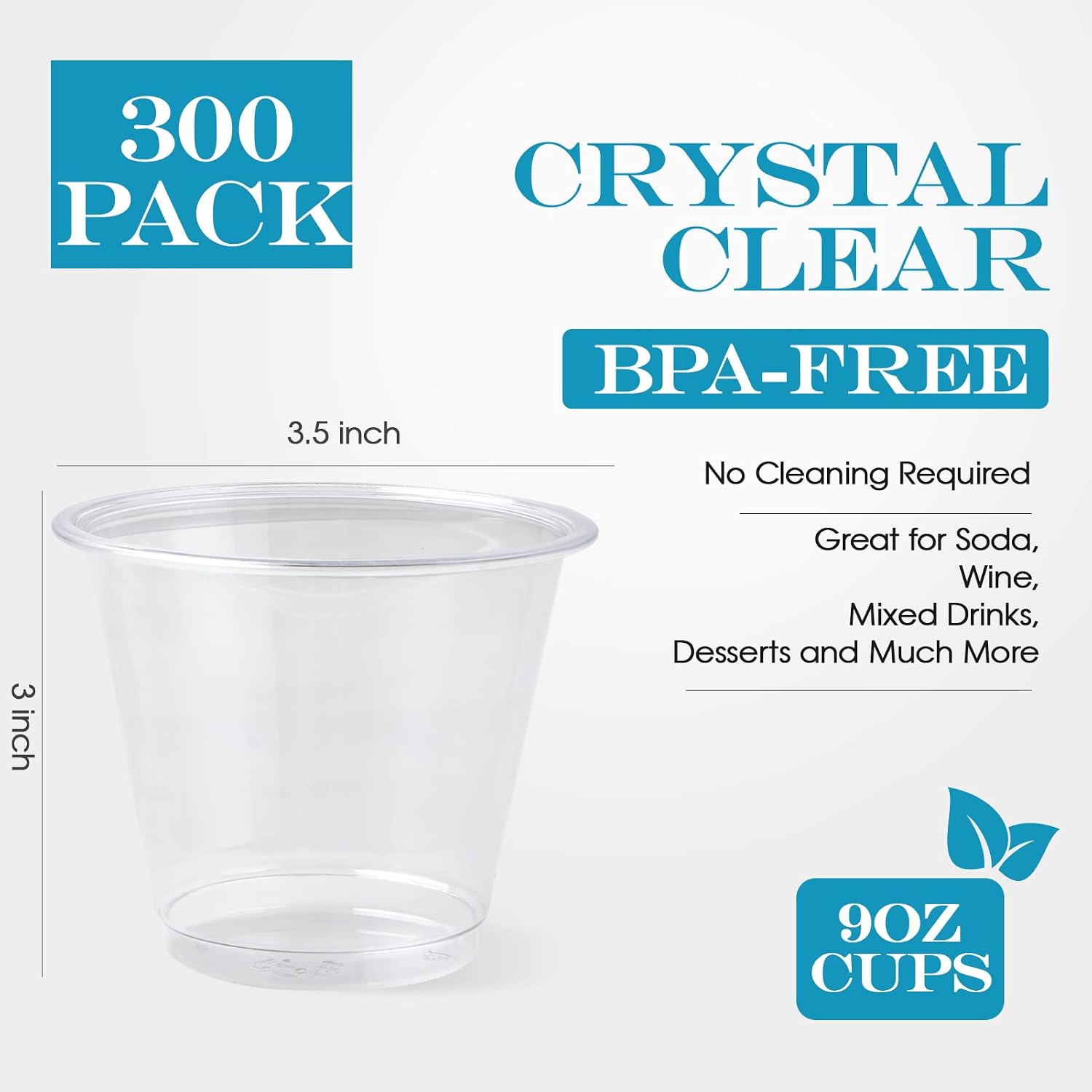 Detalle 2 de Turbo Bee 9oz Clear Plastic Cups 300-pack 🥤