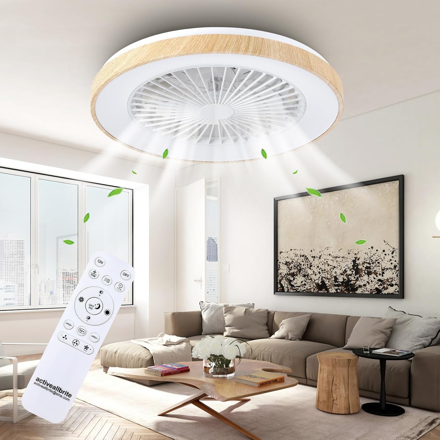 Detalle de Deckenventilator mit Beleuchtung (Ø48 cm) – leiser DC-Motor, RGB LED, Fernbedienung, 6-Gang