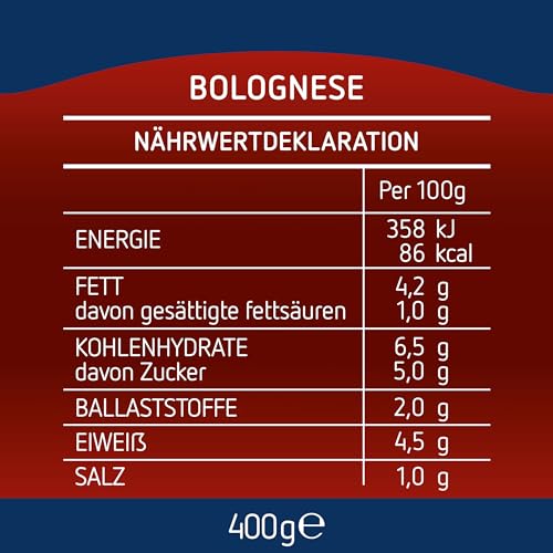 Detalle de Barilla Pastasauce Bolognese, 6er Pack (6 x 400 g) – glutenfrei & laktosefrei
