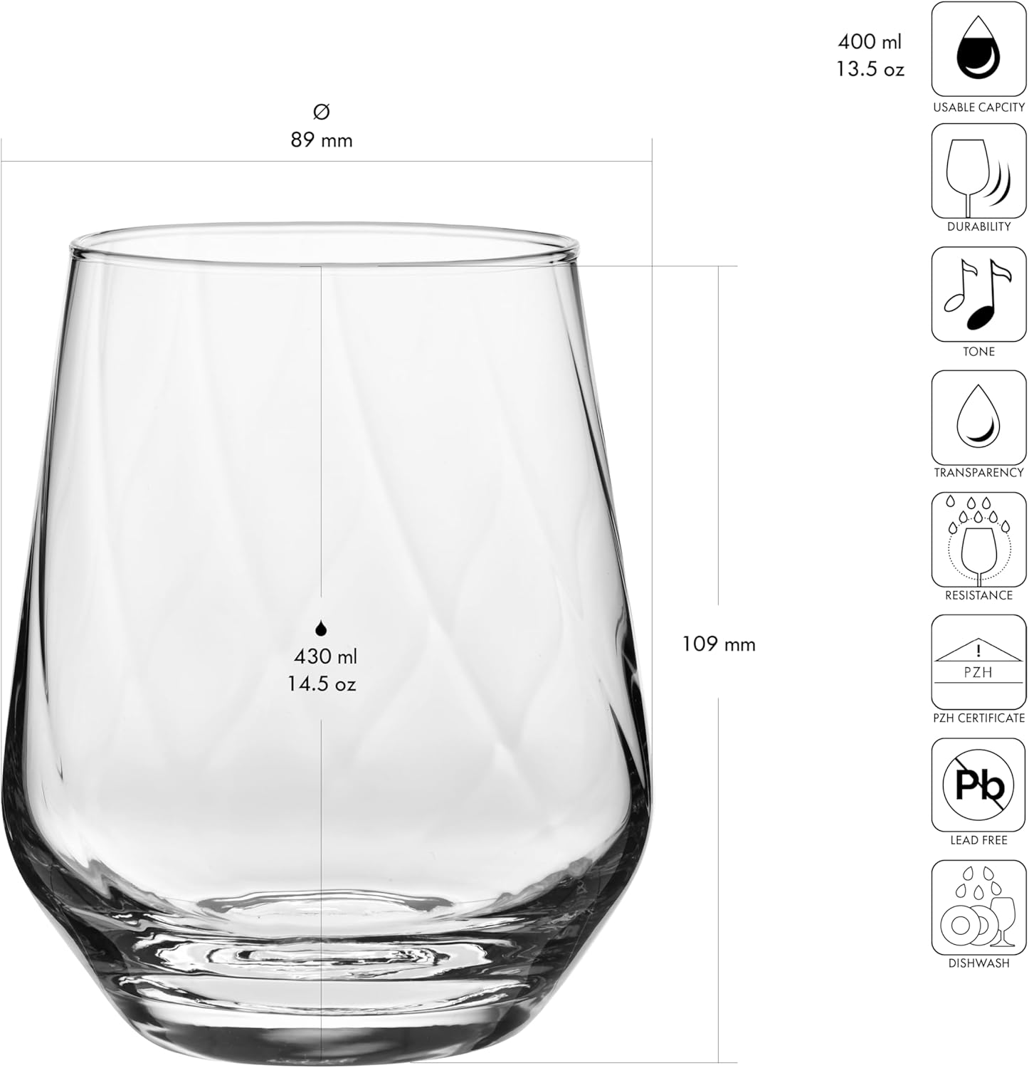 Thumbnail 1 de Krosno Splendour Lumi strukturierte Trinkgläser im 3er-Set (400 ml) für Wasser, Saft, Wein & Cocktails