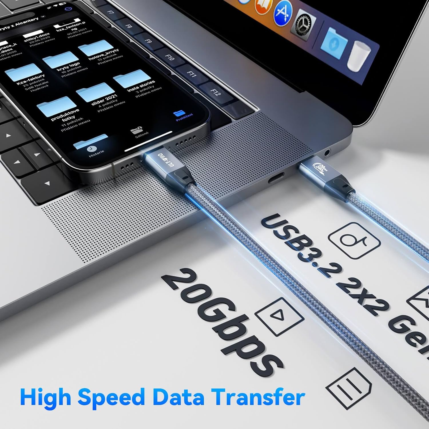 Thumbnail 1 de ULT-WIIQ USB-C to USB-C 3.3 ft Nylon Braided Cable (USB 3.2 Gen 2x2, 20Gbps, PD 3.1 up to 240W, video up to 8K@30Hz)