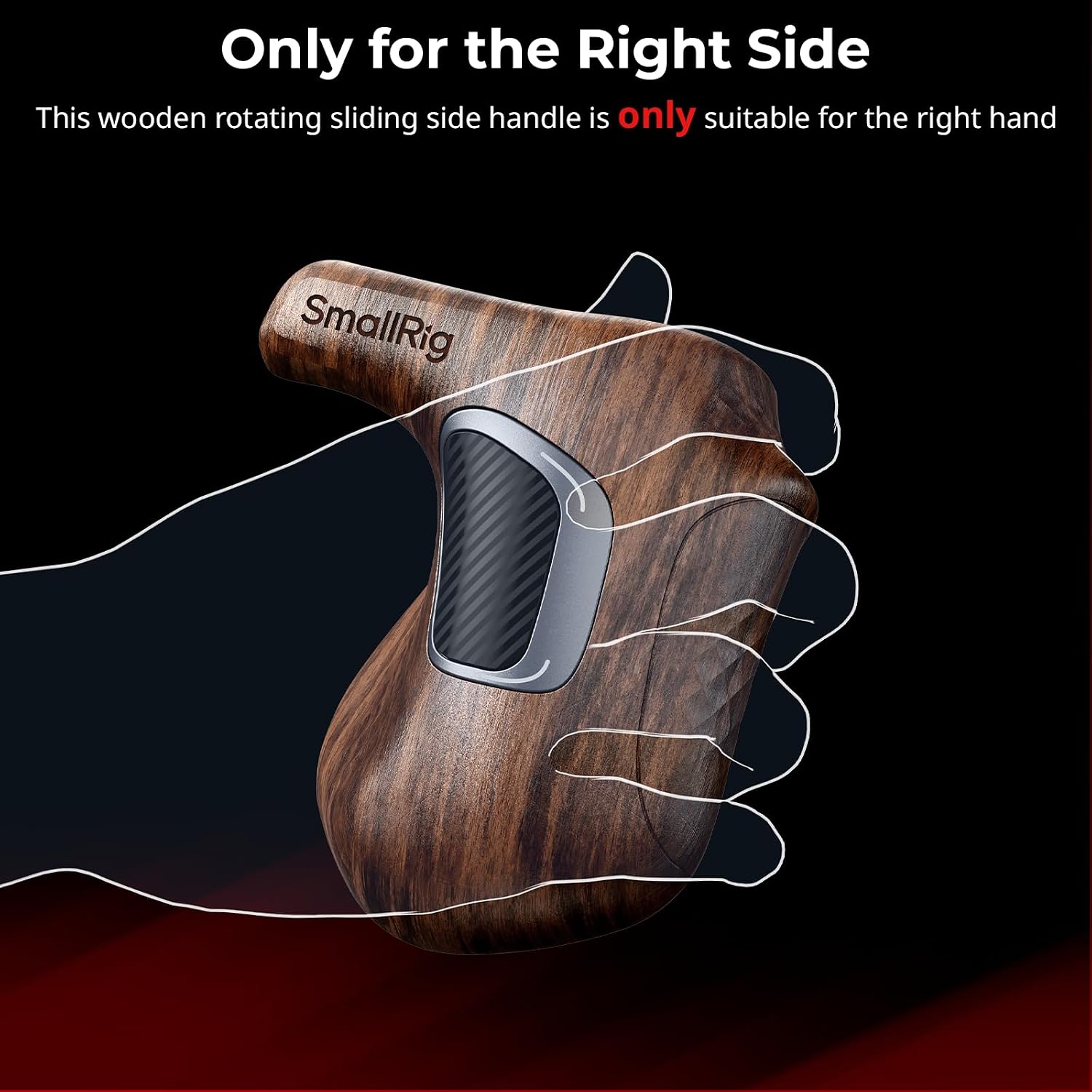 Thumbnail 1 de SmallRig 5192 rotating right-side wooden handle with NATO clamp & NATO rail (up to 15kg)