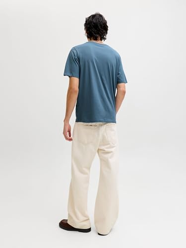Detalle de JACK & JONES Jjecorp Logo tee SS O-Neck Noos, Blue Mirage. – Camiseta de cuello redondo con estampado en talla M