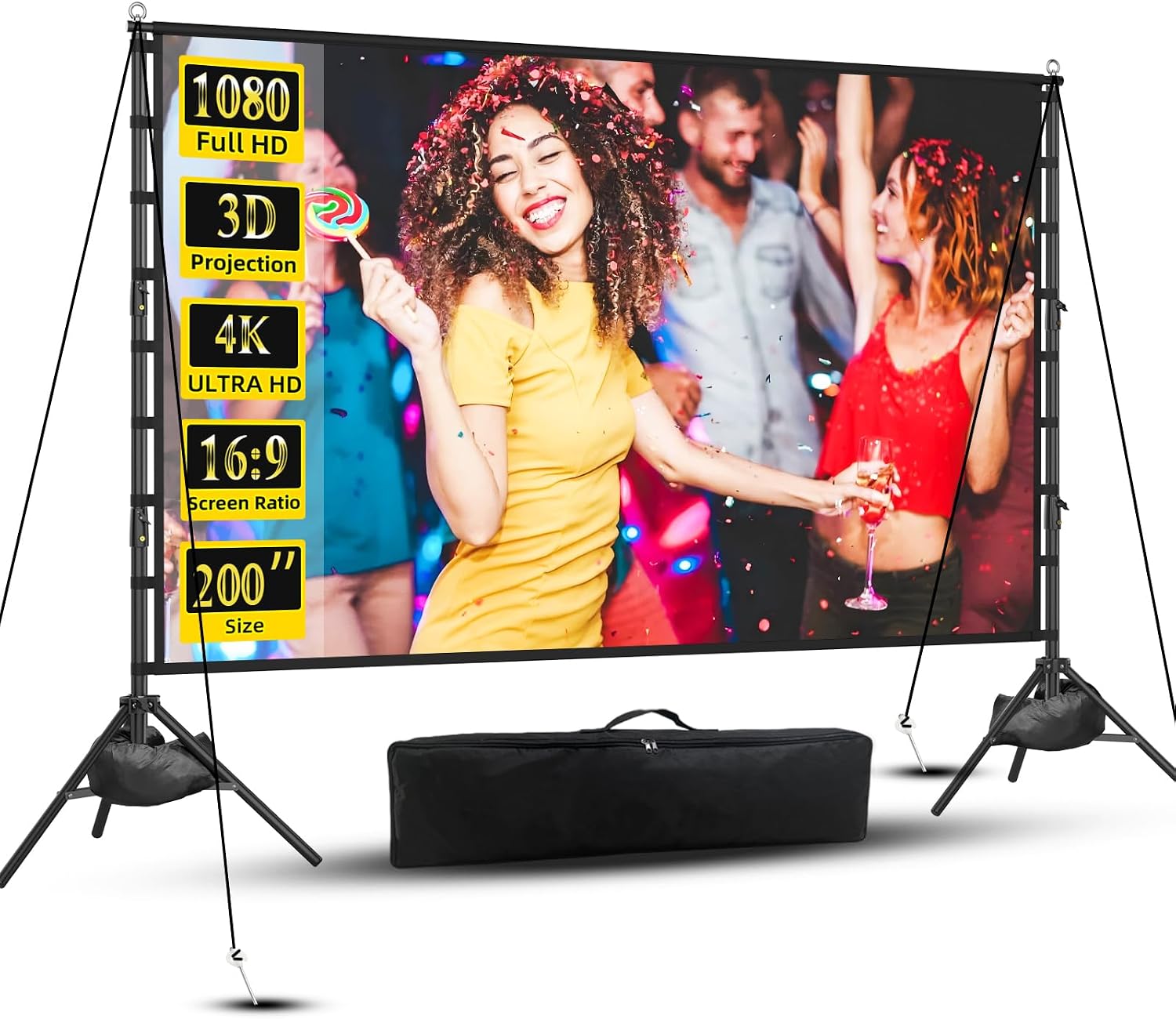Thumbnail 6 de TOWOND 100-Inch Portable Projector Screen with Stand, 16:9 Black Backing