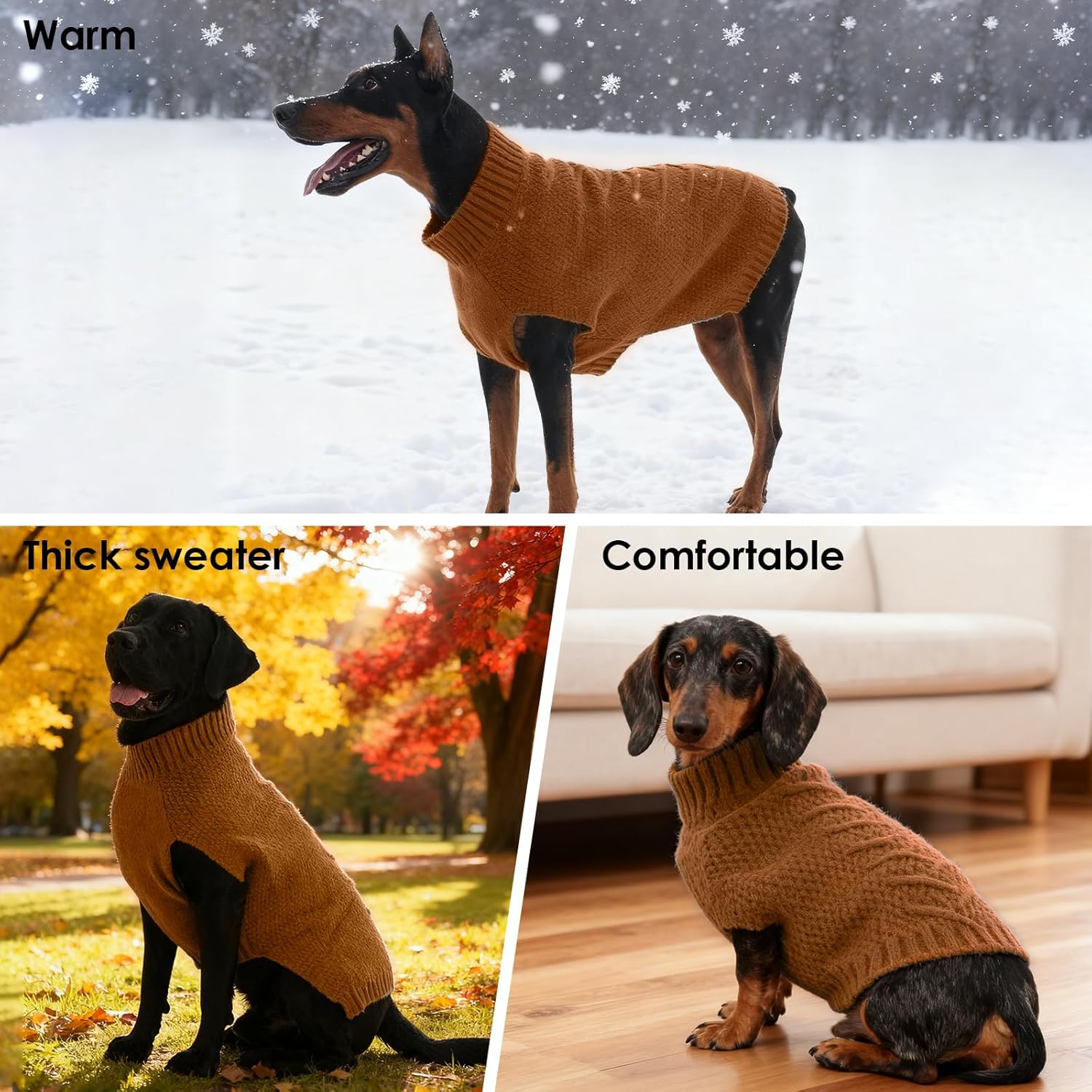 Thumbnail 2 de Katzinst knitted dog jumper for large breed dogs (Caramel, XL)