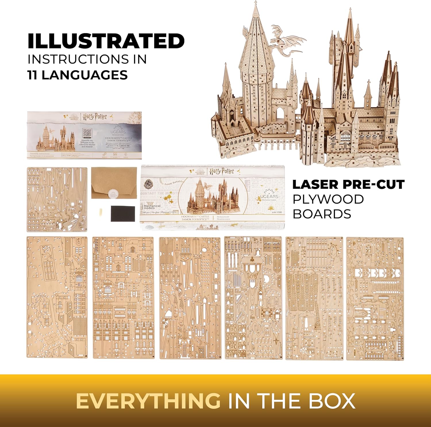 Detalle de Ugears Harry Potter Hogwarts Castle 3D Wood Puzzle for Adults