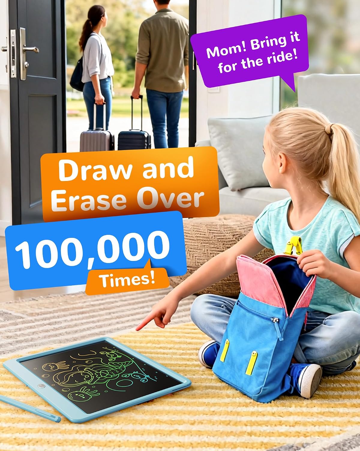 Thumbnail 4 de KOKODI 12-Inch Colorful LCD Writing Tablet for Kids (Blue) — Erasable Doodle Board