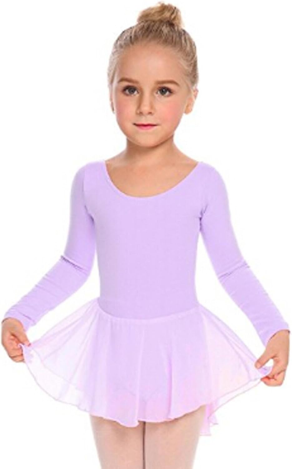 Detalle 2 de Justaucorps de danse Beyove en coton avec dos nu et jupe tutu, manches longues (2 à 10 ans)