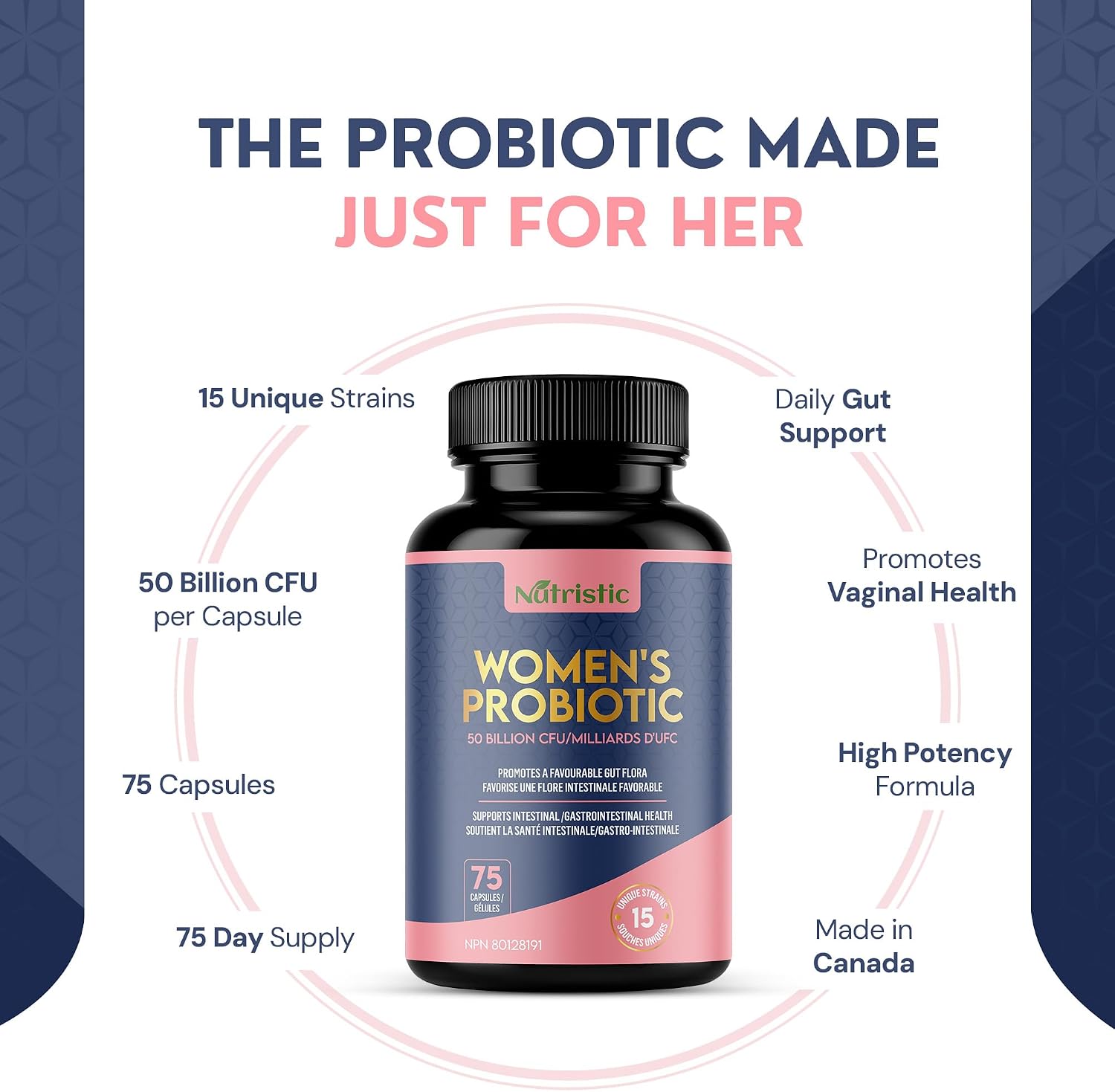 Detalle 2 de Nutristic Women’s Probiotic Capsules, 15 Strains, 50 Billion CFU