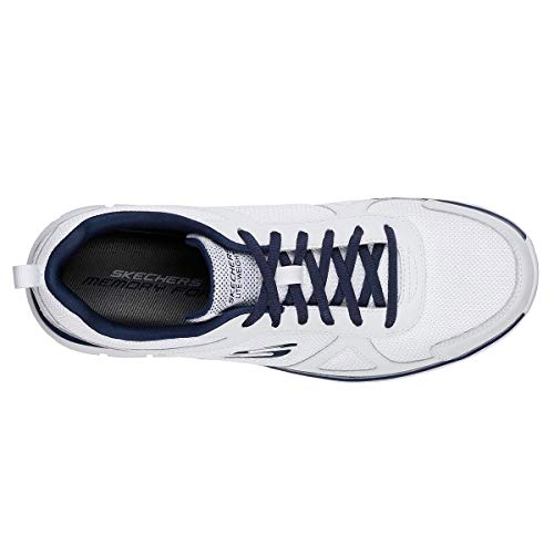 Detalle de Skechers Track Scloric para hombre – White Leather Mesh Pu Navy Trim, 42.5 EU