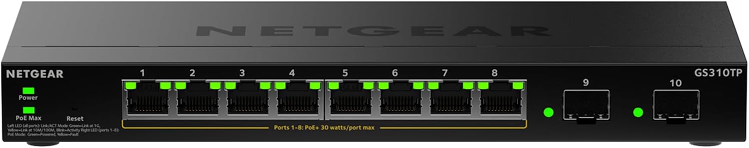 Detalle de NETGEAR S350 Switch PoE+ 8 porte Gigabit