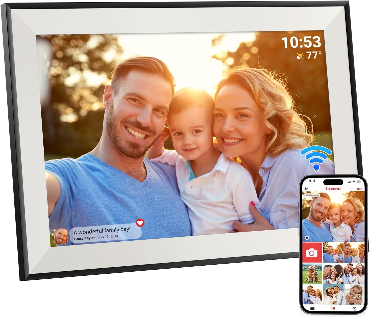 Thumbnail 6 de Hesmor 64GB Frameo WiFi Digital Photo Frame (10.1 Inch, 1280x800 IPS Touch) with Auto-Rotate