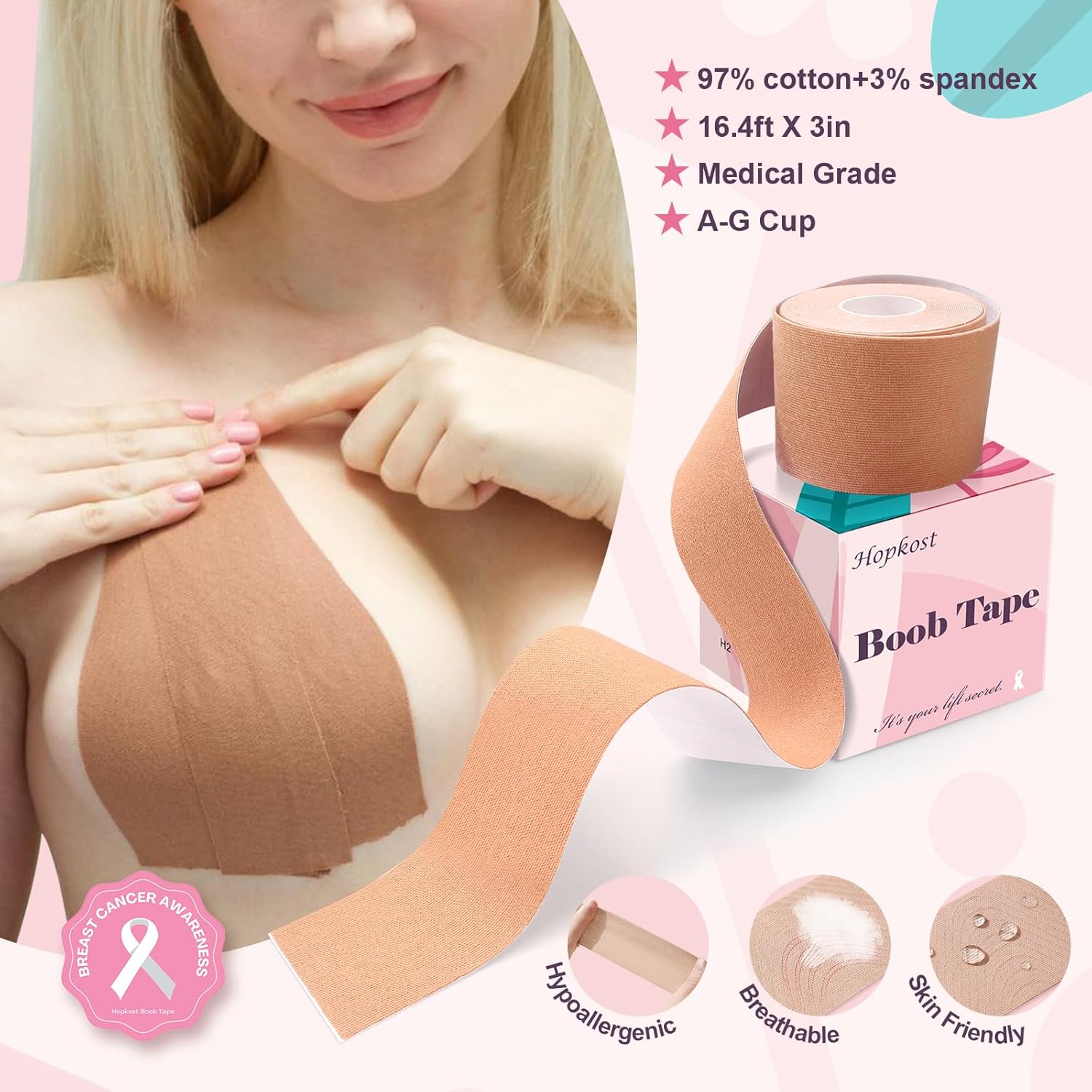 Thumbnail 1 de Hopkost Boob Tape 3 in for Large Breasts
