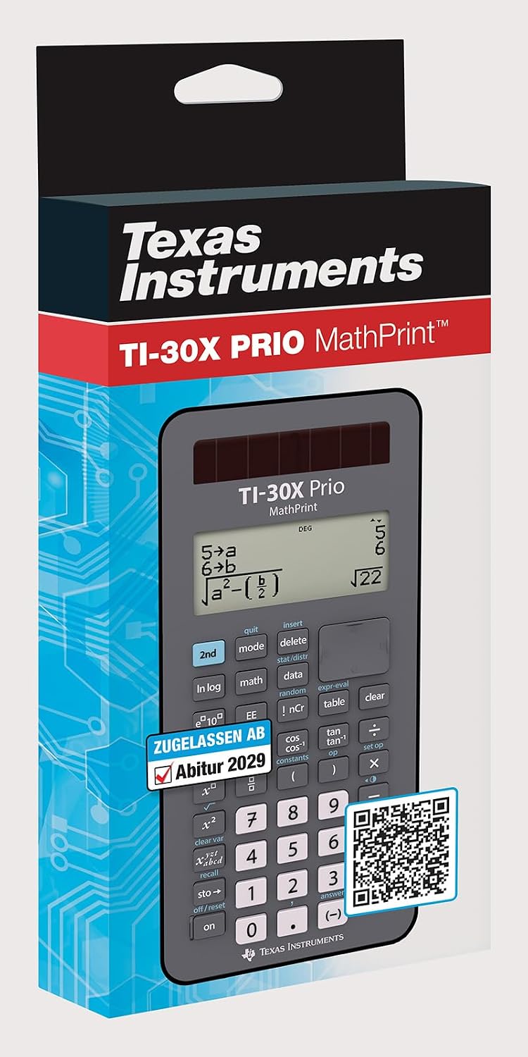 Thumbnail 1 de Texas TI-30X Prio MathPrint – wissenschaftlicher Schulrechner mit Solar/Batterie (IQB, für Mathe-Abitur)